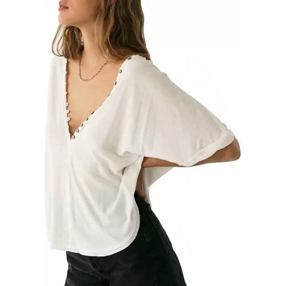 Free People Savannah T-Shirt, White, Size Small